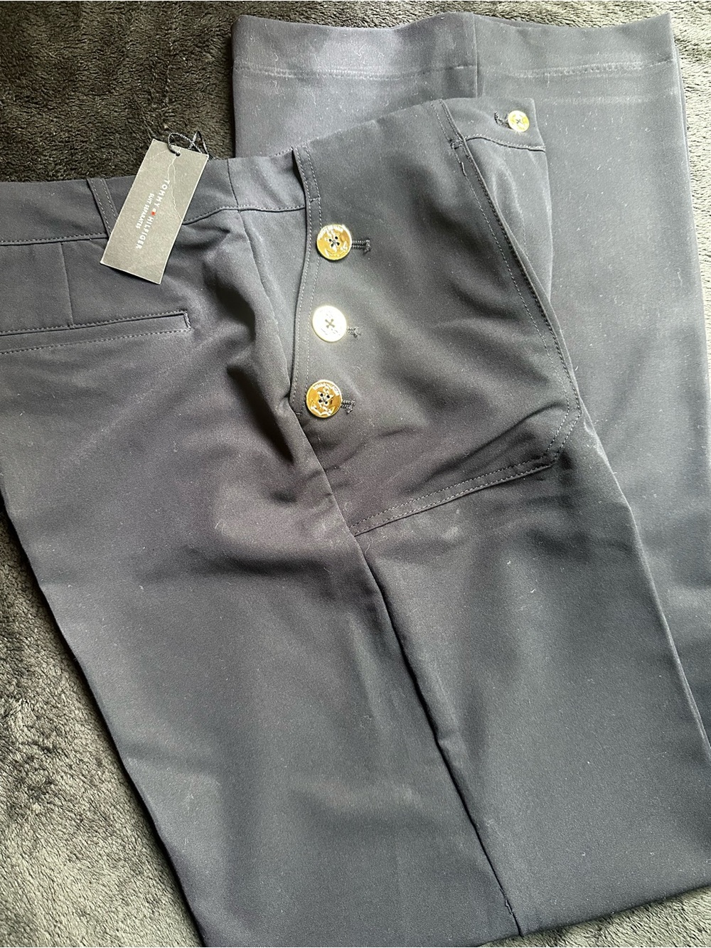 Tommy Hilfiger Women’s Navy Blue Sailor Dress Pants with Decorative Buttons